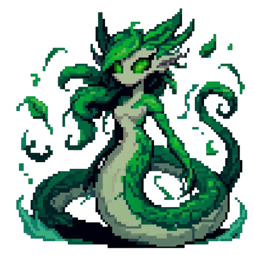 Pixel Art image of a beautiful snake woman