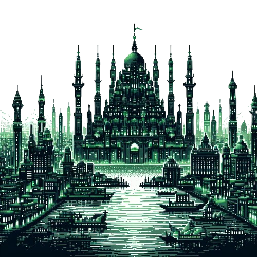 An amazing city drawn on Pixel Art